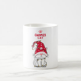Cute gnome cat cartoon met kerstlicht koffiemok