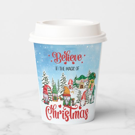 Cute Gnome Celebrance Kerstfeestdag Papieren Bekers (Achterkant)