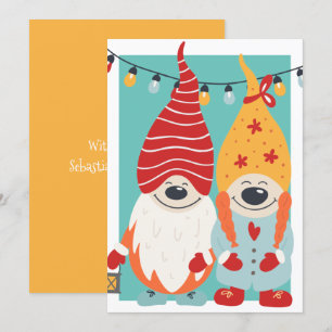 Cute Gnome Couple Persoonlijke Kerstmis Feestdagenkaart