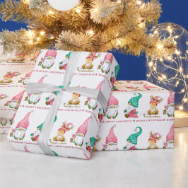 Cute Gnome Custom Merry-kerst Cadeaupapier
