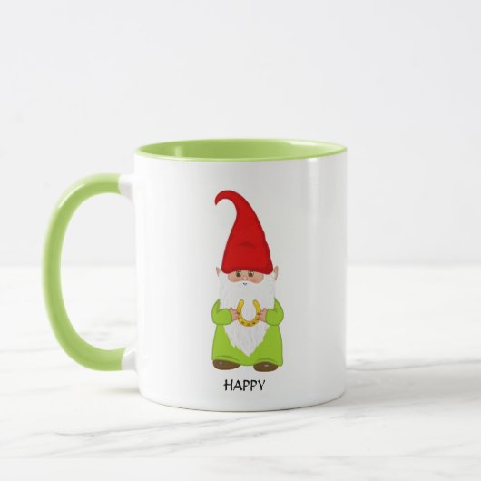 Cute Gnome Dpress in Green met Hoefijzer Mok (Links)