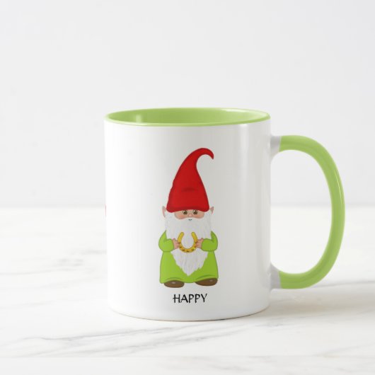 Cute Gnome Dpress in Green met Hoefijzer Mok (Rechts)