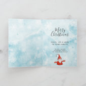 Cute Gnome Elegant Blue Red Merry kerst Feestdagen Kaart (Binnen)