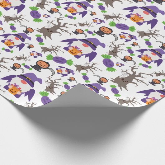 Cute Gnome Enge Pompoen Snoepjes Halloween Cadeau  Cadeaupapier (Hoek)