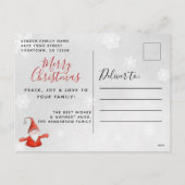 Cute Gnome Gray Red Kerstmis Feestdagenkaart (Achterkant)