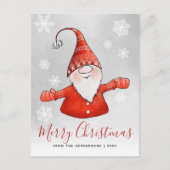 Cute Gnome Gray Red Kerstmis Feestdagenkaart (Voorkant)