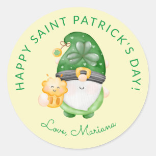 Cute Gnome Happy Saint Patricks Day Favors C Ronde Sticker