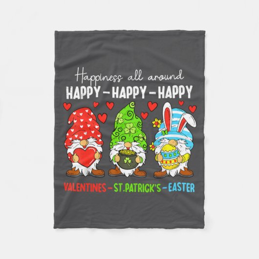 Cute Gnome Happy Valentines St Patricks Easter Hol Fleece Deken (Voorkant)