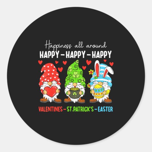 Cute Gnome Happy Valentines St Patricks Easter Hol Ronde Sticker (Voorkant)