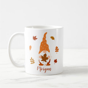Cute Gnome Herfst Custom Name Falling Leaves Koffiemok