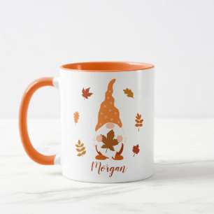 Cute Gnome Herfst Custom Name Falling Leaves Mok