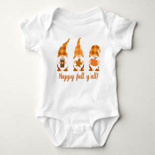 Cute Gnome Herfst Custom Name Falling Leaves T-Shi Romper