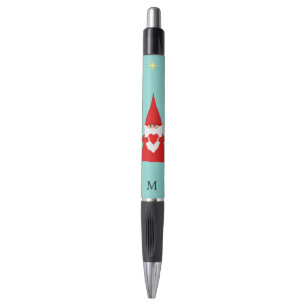Cute Gnome Holding a Heart & Monogram Black Ink Pe Pen
