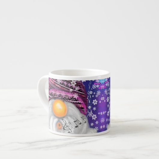 Cute Gnome in het Paarse Pet Zingt een kerstlied Espresso Kop (Voorkant links)