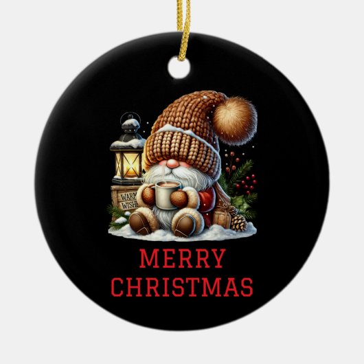 Cute Gnome kerst Keramisch Ornament (Voorkant)