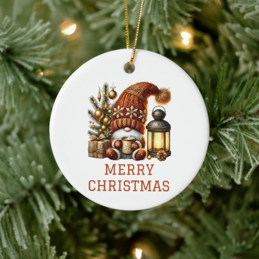Cute Gnome kerst Keramisch Ornament (Boom)