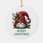 Cute Gnome kerst Keramisch Ornament (Voorkant)