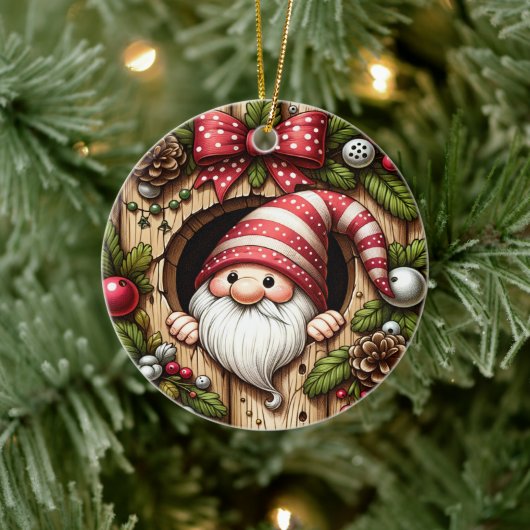 Cute Gnome kerst Keramisch Ornament (Boom)
