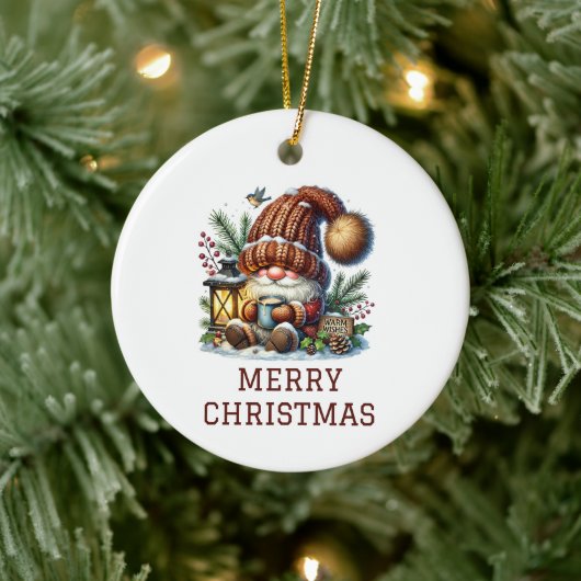 Cute Gnome kerst Keramisch Ornament (Boom)