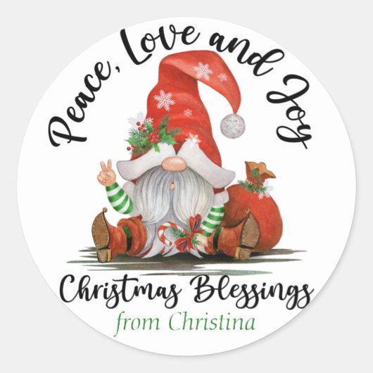 Cute Gnome kerstverlichting - Aangepaste cadeautje Ronde Sticker (Voorkant)