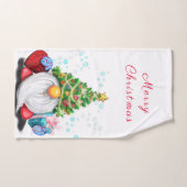 Cute Gnome met Pet met kerstbomen en cadeautjes -  Bad Handdoek (Handdoek)