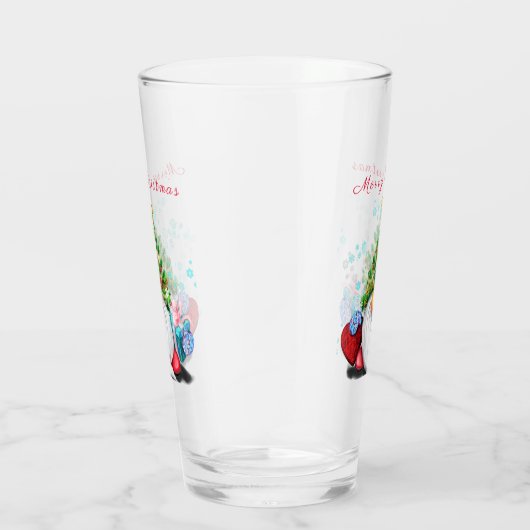 Cute Gnome met Pet met kerstbomen en cadeautjes -  Glas (Rechts)