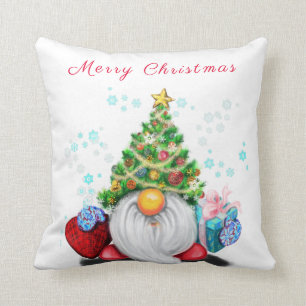 Cute Gnome met Pet met kerstbomen en cadeautjes - Kussen