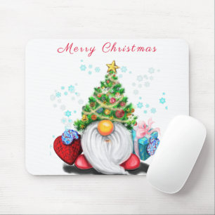 Cute Gnome met Pet met kerstbomen en cadeautjes - Muismat