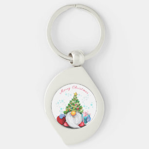 Cute Gnome met Pet met kerstbomen en cadeautjes -  Sleutelhanger