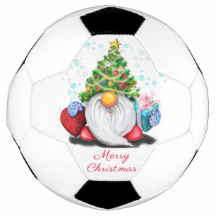 Cute Gnome met Pet met kerstbomen en cadeautjes -  Voetbal