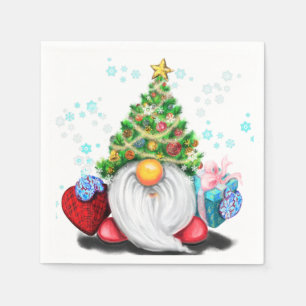 Cute Gnome met Pet voor kerstbomen en cadeautjes  Servet