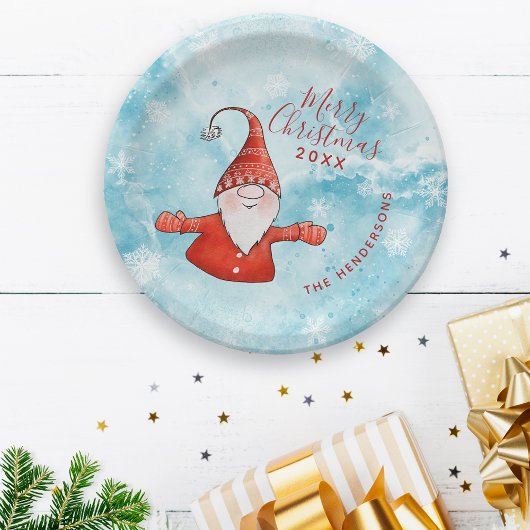 Cute Gnome Modern Coastal Kerstmis Papieren Bordje