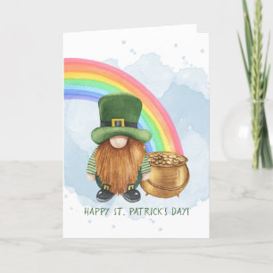 Cute Gnome Pot of Gold Custom St Patrick's Day Feestdagen Kaart
