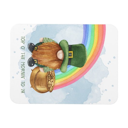Cute Gnome Pot of Gold Custom St Patrick's Day Magneet (Horizontaal)