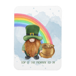 Cute Gnome Pot of Gold Custom St Patrick's Day Magneet