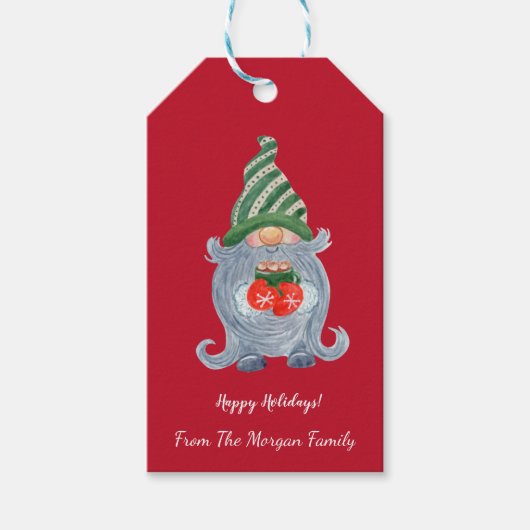 Cute Gnome Red Cadeaulabel (Voorkant)