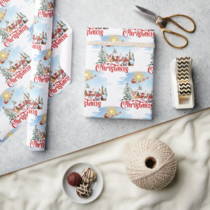 Cute Gnome, Snowman Celebrating Christmas Holiday Cadeaupapier