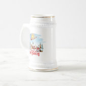 Cute Gnome, Snowman Celebring Kerstfeestdag Bierpul (Voorkant links)