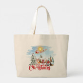 Cute Gnome, Snowman Celebring Kerstfeestdag Grote Tote Bag (Achterkant)