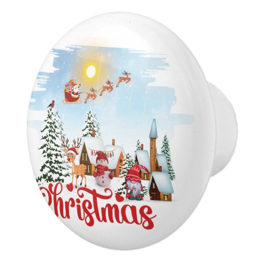 Cute Gnome, Snowman Celebring Kerstfeestdag Keramische Knop (Rechts)