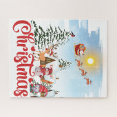 Cute Gnome, Snowman Celebring Kerstfeestdag Legpuzzel (Horizontaal)