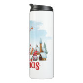 Cute Gnome, Snowman Celebring Kerstfeestdag Thermosbeker (Geroteerd rechts)