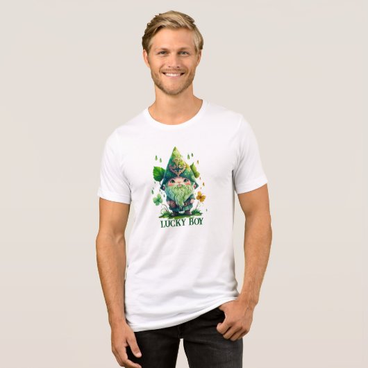 Cute Gnome St. Patrick's Day Tri-Blend Shirt (Voorkant volledig)