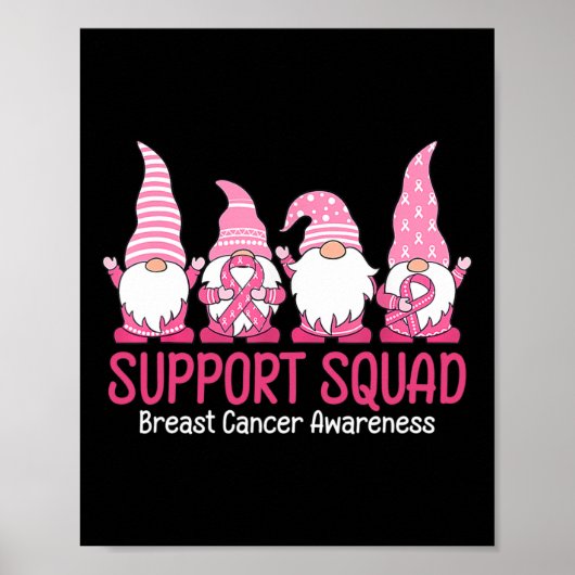 Cute Gnome Support Squad Breast Cancer Bewustheid Poster (Voorkant)