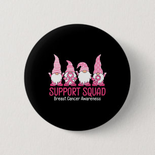 Cute Gnome Support Squad Breast Cancer Bewustheid Ronde Button 5,7 Cm