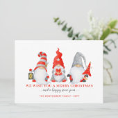 Cute Gnome Trio Kerstmis Feestdagenkaart (Staand voorkant)