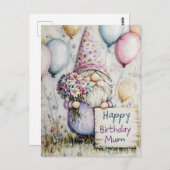 Cute Gnome-verjaardagsontwerp voor mama Briefkaart (Voorkant / Achterkant)