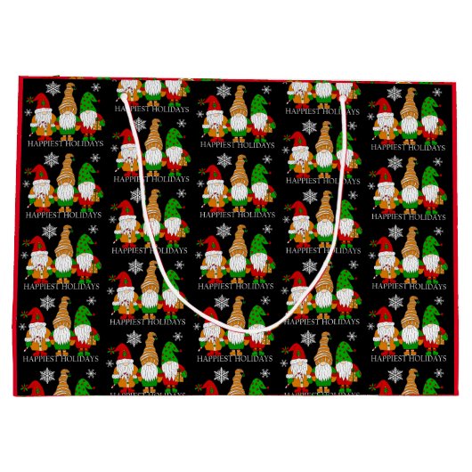 Cute Gnomen en Snowflakes Feestdagen met kerstmis Groot Cadeauzakje (Achterkant)