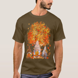 Cute Gnomes Autumn Herfst Tree Thanksiving Pumpkin T-shirt