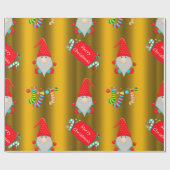 Cute Gnomes Gold Kerstmis Cadeaupapier (Vlak)